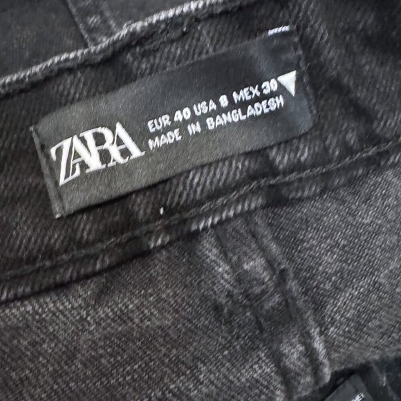 ZARA Black Distressed High Waist Frayed Hem Denim Shorts Women's Size 8 / 30 - Picture 3 of 7
